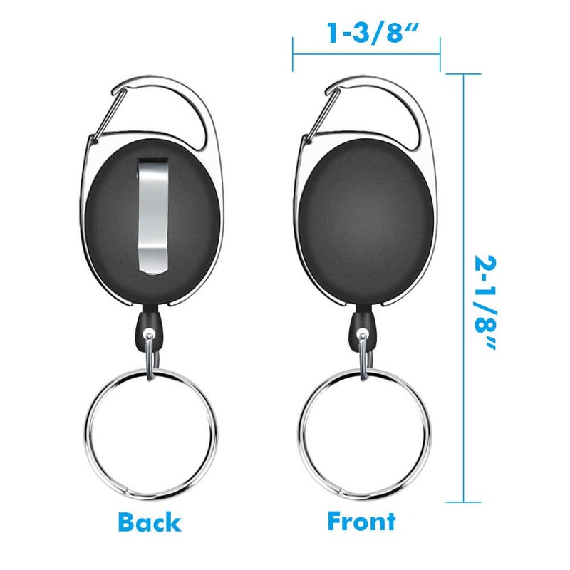 Selizo 6 Packs Retractable Badge Holder ID Carabiner Badge Reels Retractable Key Holders Keychains with Key Ring, Assorted Colors - Image 4